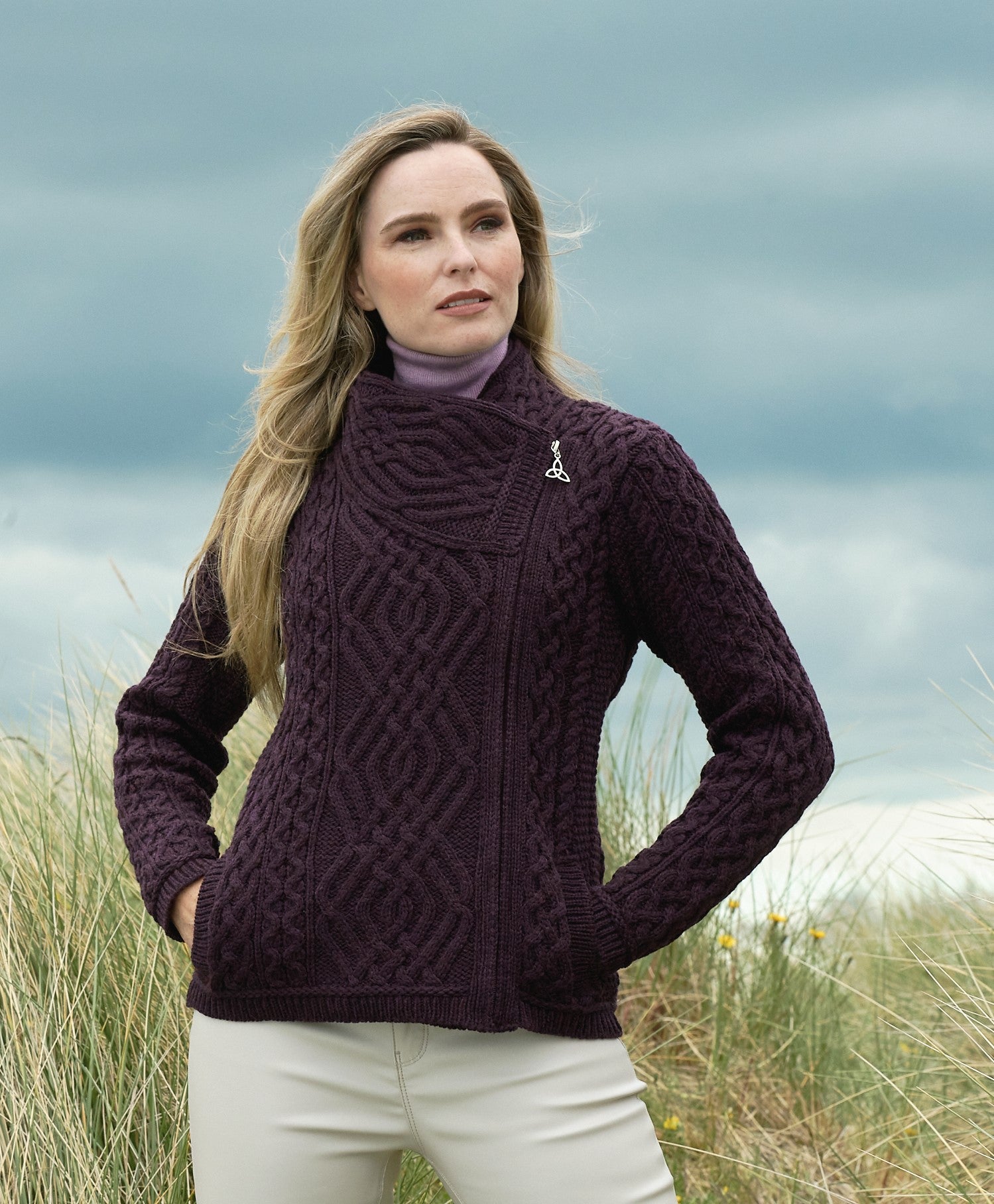 aran craft-Shannon Side Zip Cardigan Z4630 – aranstorehouse
