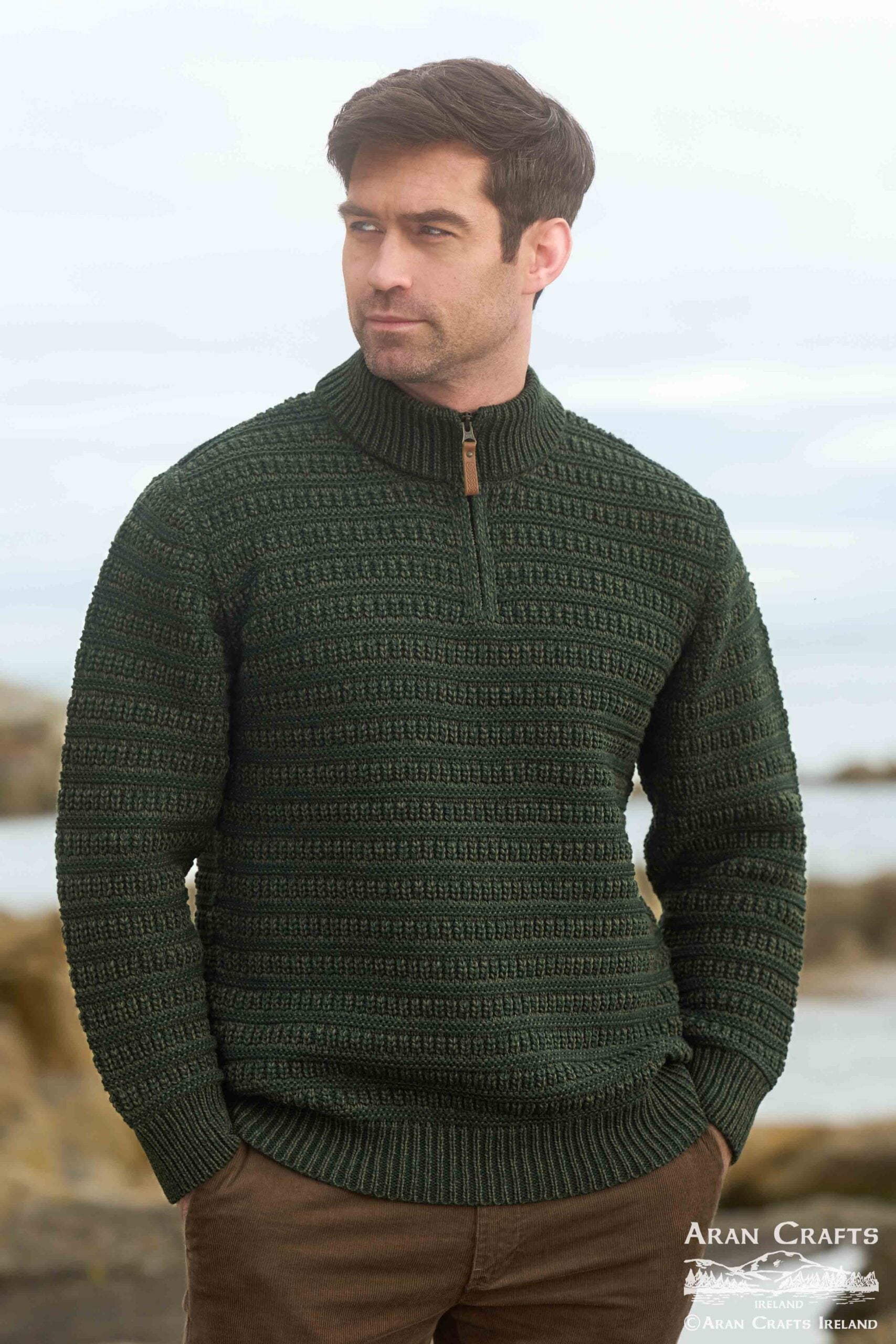 aran craft-FANORE PLATED QUARTER ZIP SWEATER – aranstorehouse