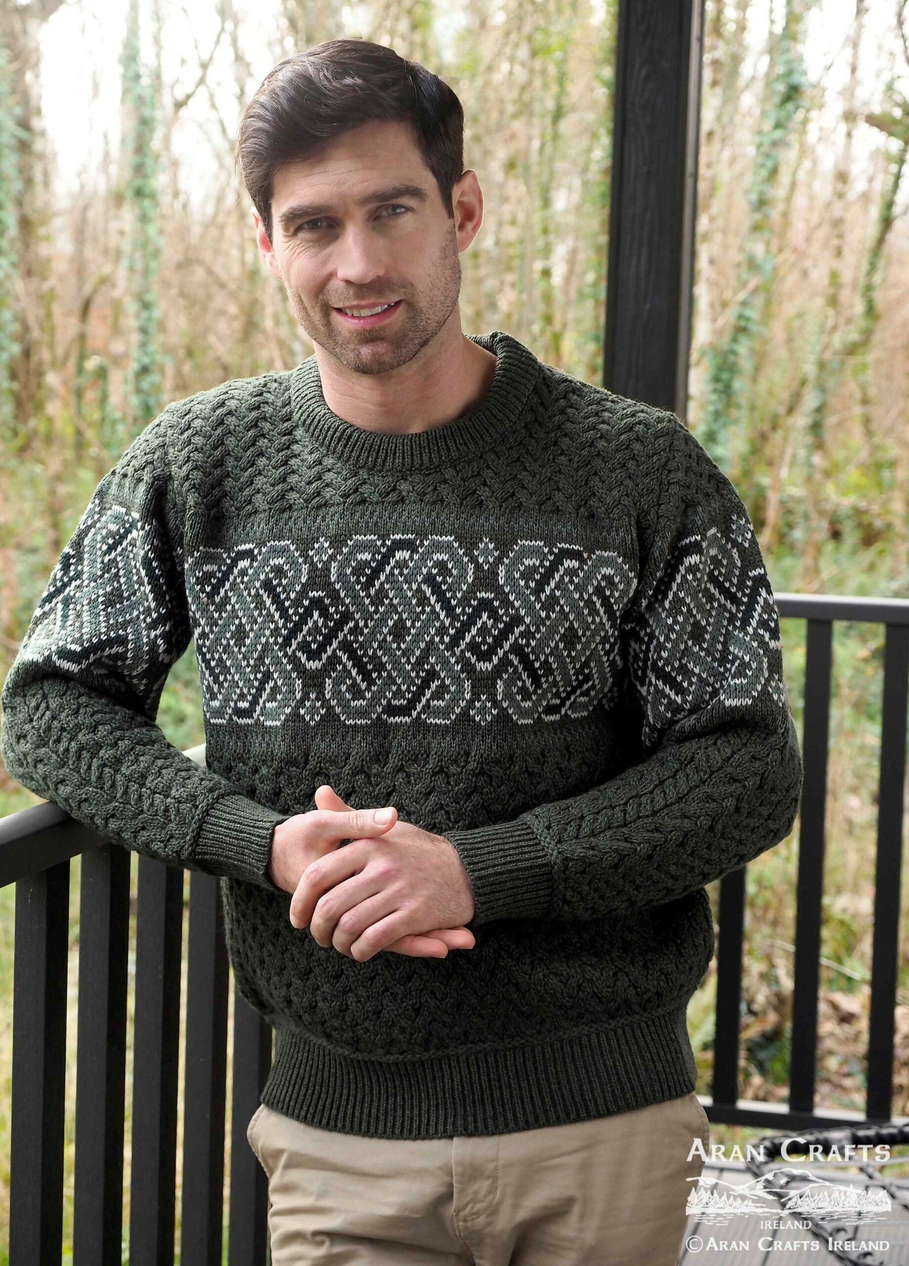 ARTS＆SCIENCE / crew neck sweater aran craft-UNISEX CELTIC JACQUARD CREW NECK SWEATER – aranstorehouse
