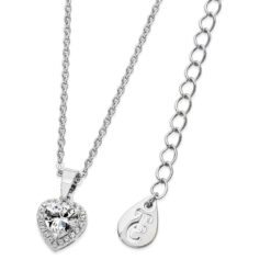 TIPPERARY CRYSTAL Silver Diamante Heart Drop Pendant